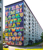 Målad fasad på ett höghus i Göteborg. Foto. 